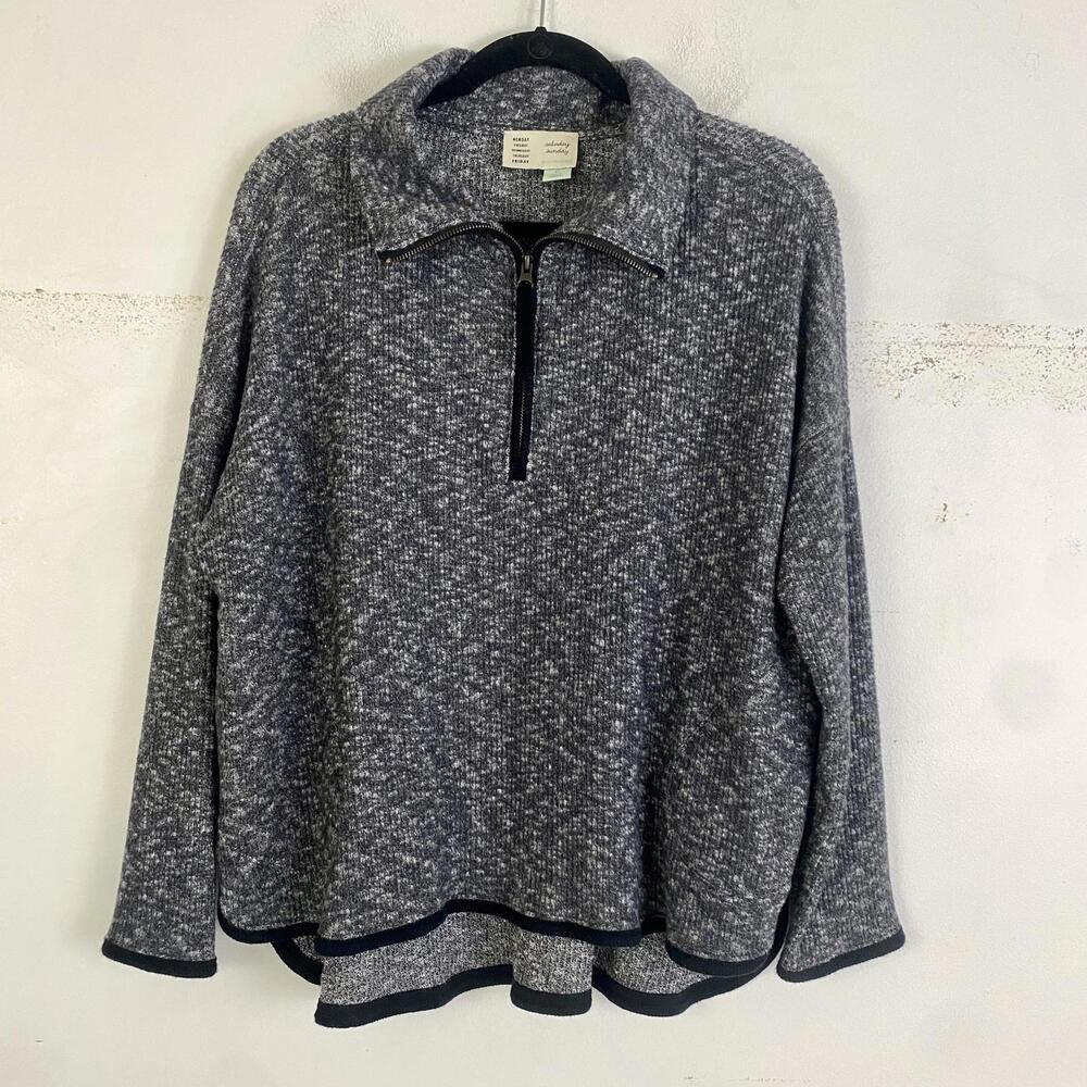 ANTHROPOLOGIE Saturday Sunday gray quarter zip pullover sz XS